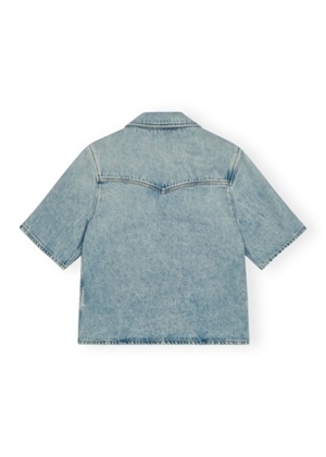 J1742 Soft rigid denim skjorte Light Blue Stone Ganni 